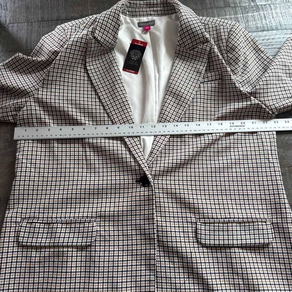Vince Camuto Check Notched-Collar Single-Button Blazer Jacket XL V362948V NWT - Picture 9 of 14
